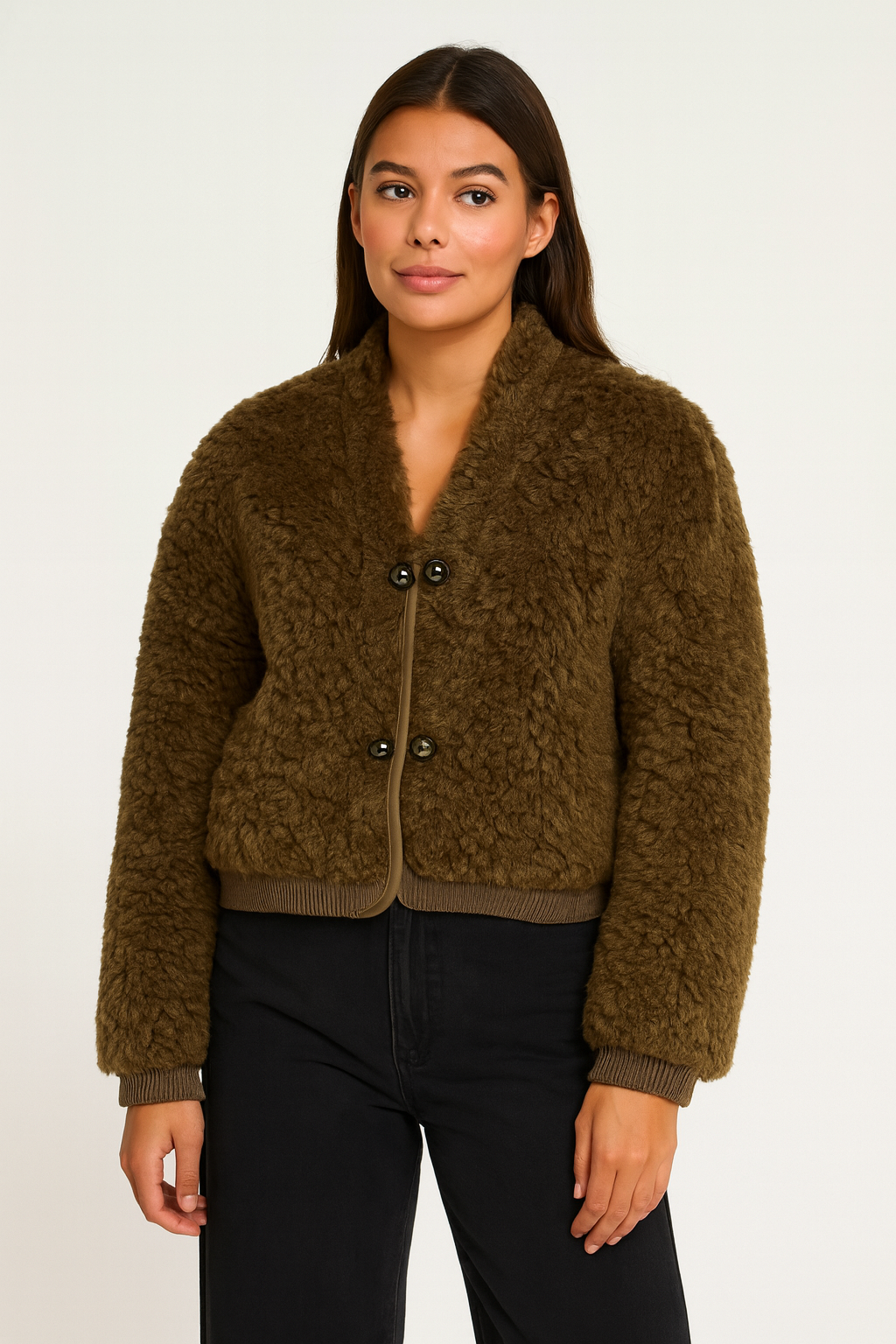 Gloria - Thickened Plush Jacket with Metal Hook Buckle