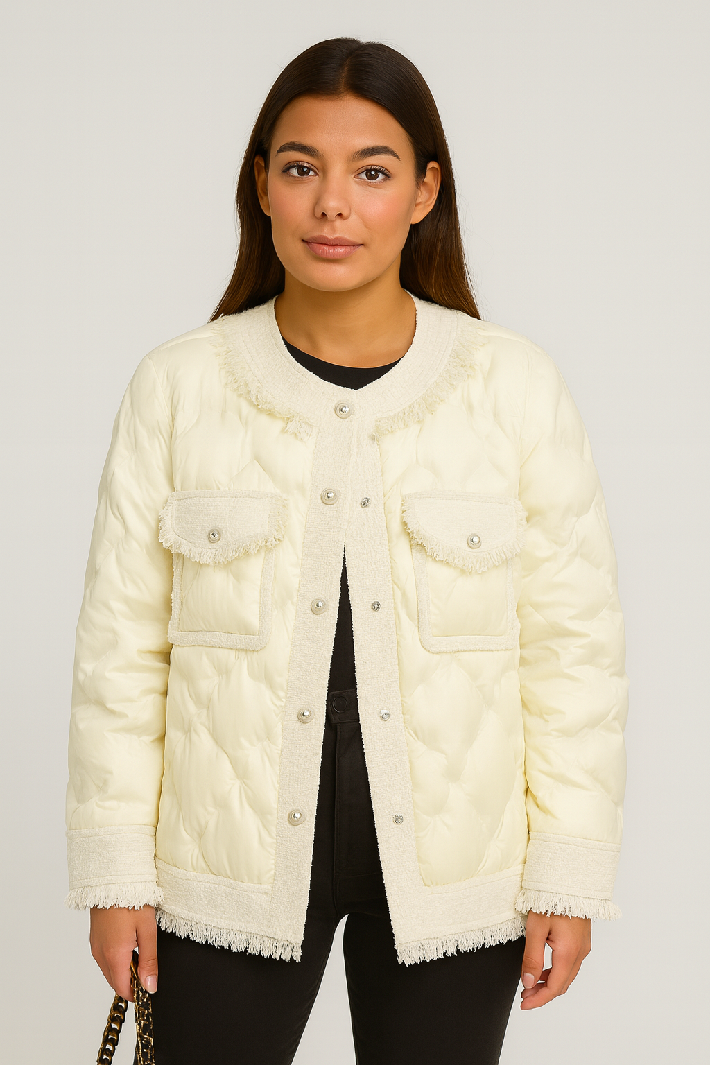 Maravel - Down Puffer Jacket Decorated with Pearls