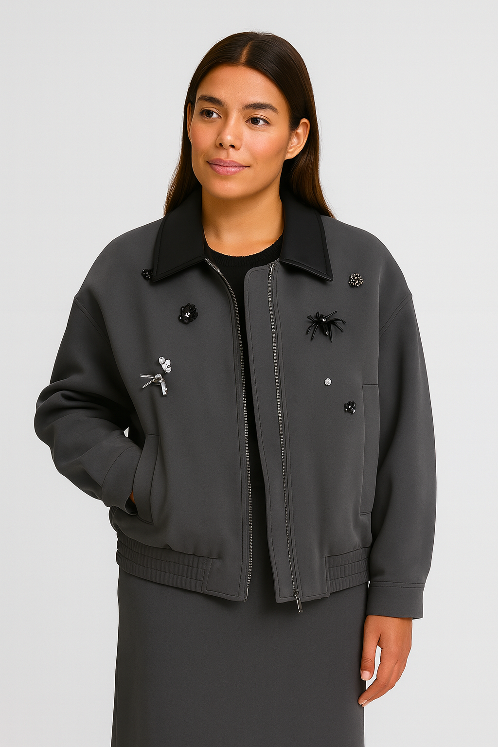 Eldorin - Wool Blend Coat with Leather Lapel