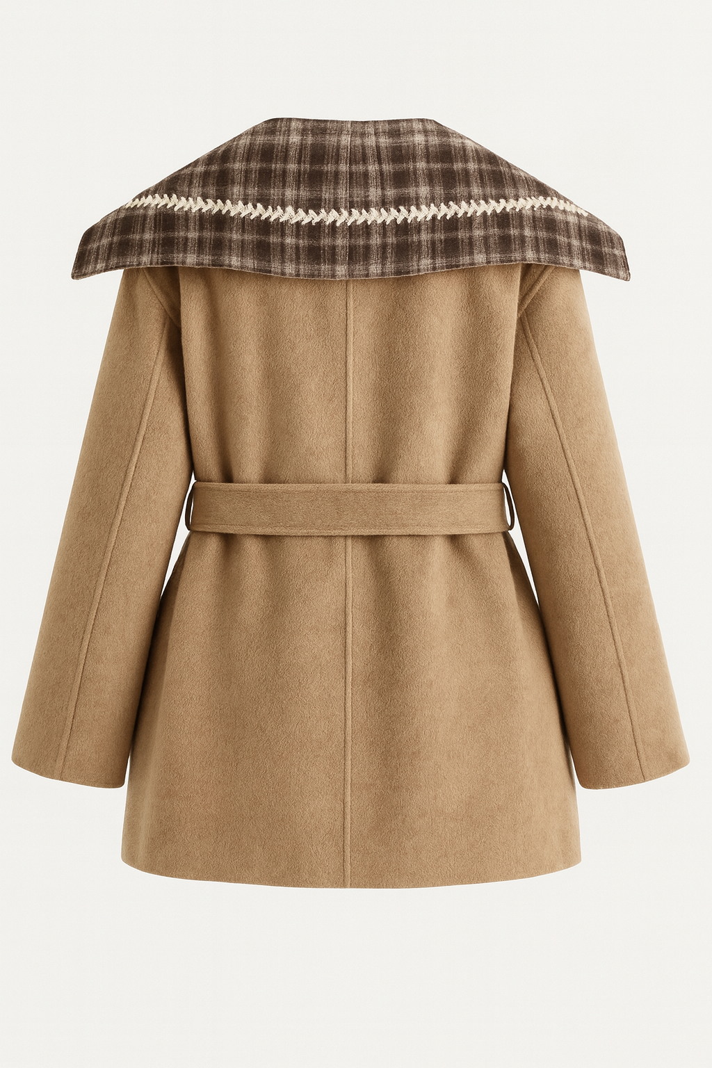 Kalyra - Reversible Tartan Pattern Wool Coat