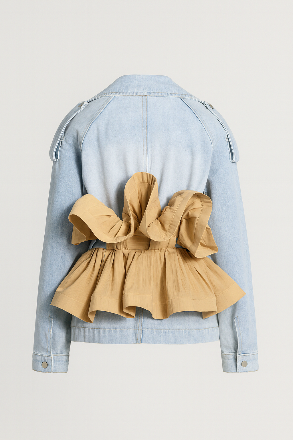 Seraphine - Ruffle Denim Jacket with Classic Lapel Collar