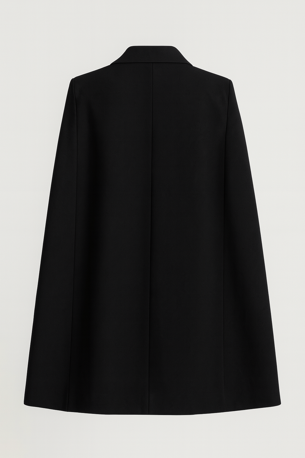 Larienne - Cape Dress with Deep V-Neckline and Statement Button Black