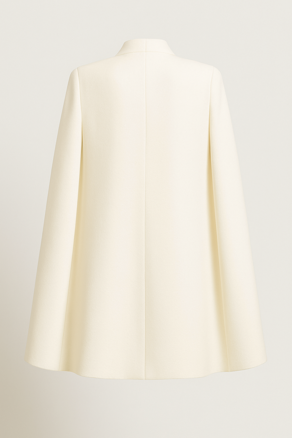 Larienne - Cape Dress with Deep V-Neckline and Statement Button White