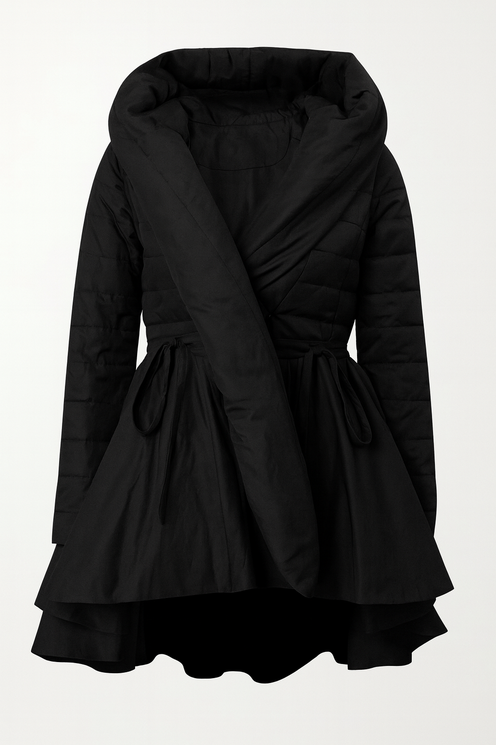 Oryss -  Flare Down Coat with Cinched Waist and Sweeping Flared Hem