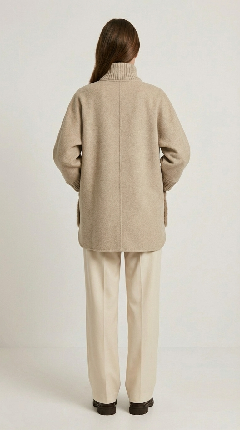 Seriss - Loose Knit Fur Sweater with Standup Collar