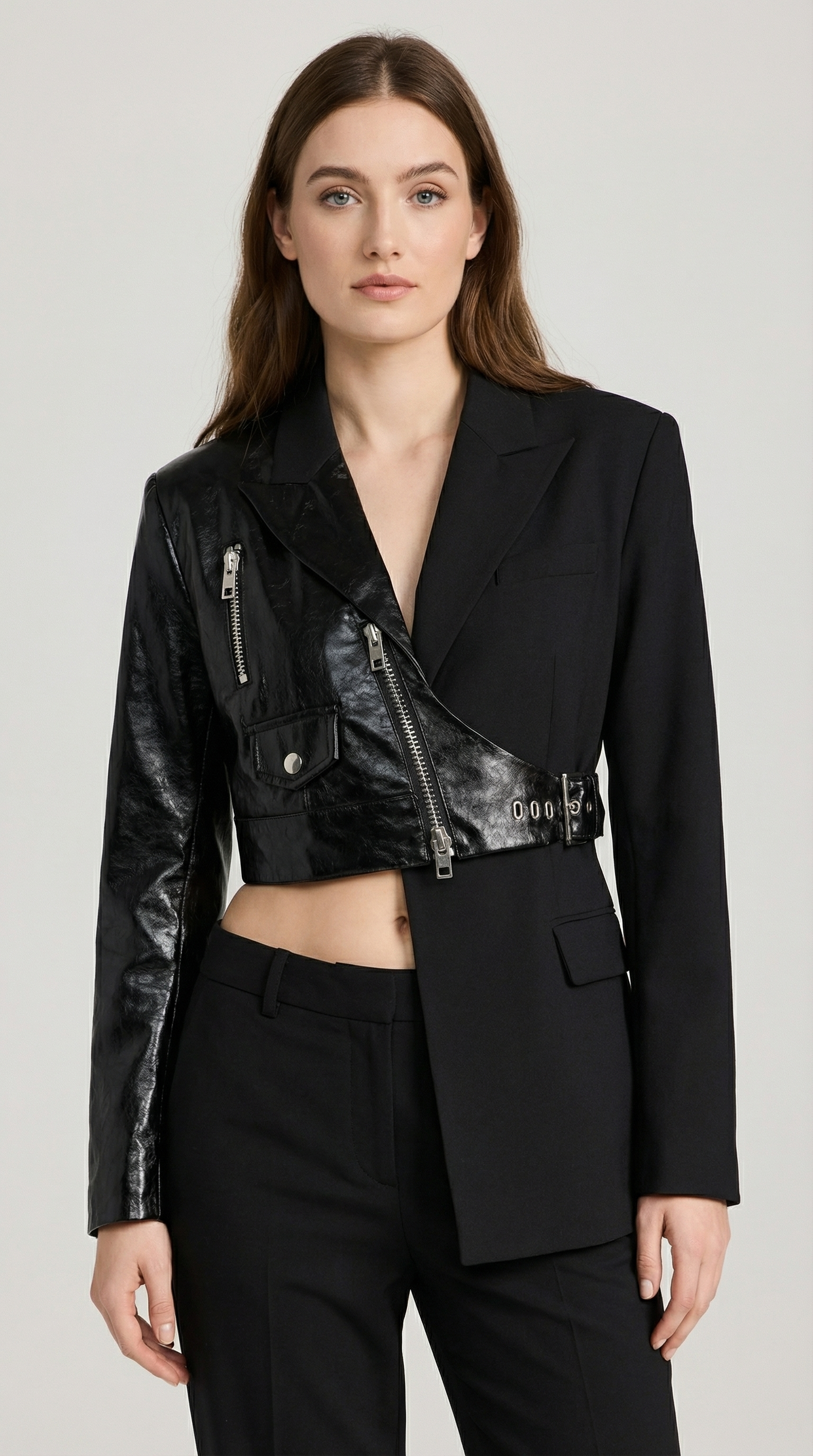 Velin - Long Sleeve Irregular Blazer with Belt