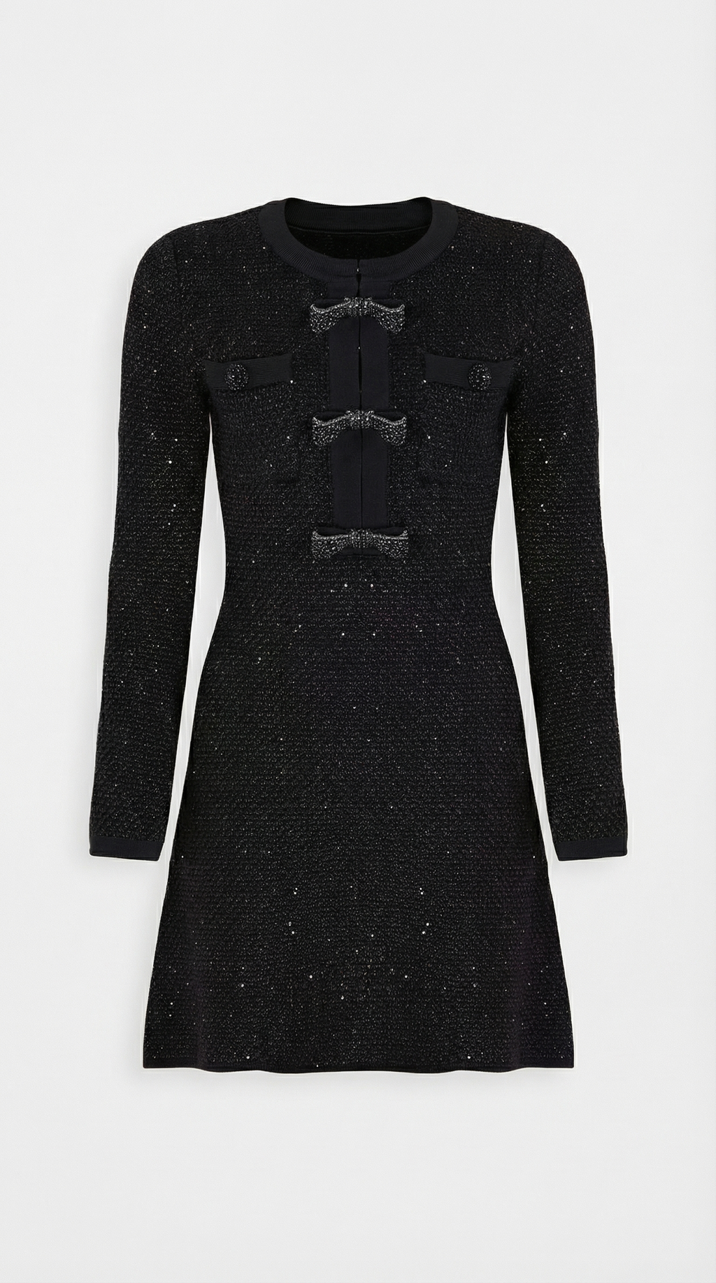 Glaven - Long Sleeve Slim Short Dress with Stylish Bow Accents