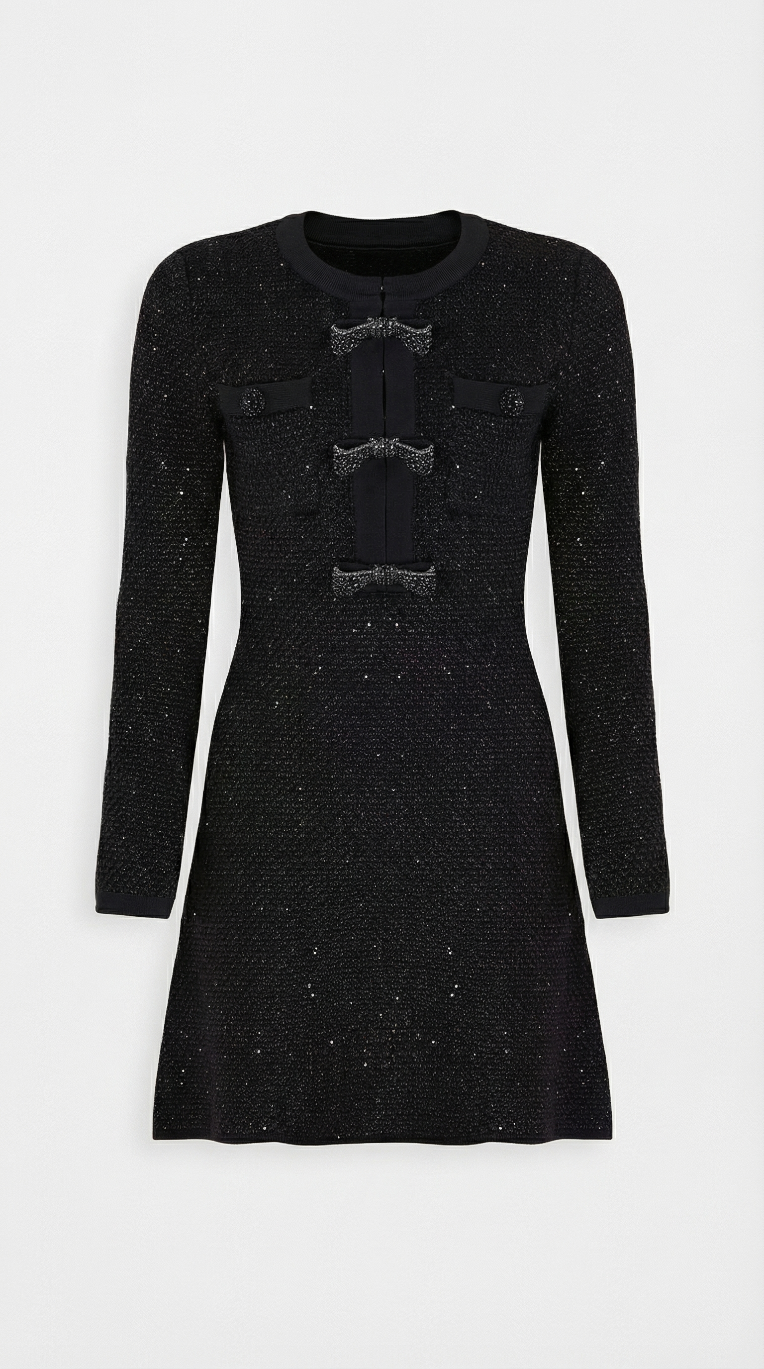 Glaven - Long Sleeve Slim Short Dress with Stylish Bow Accents