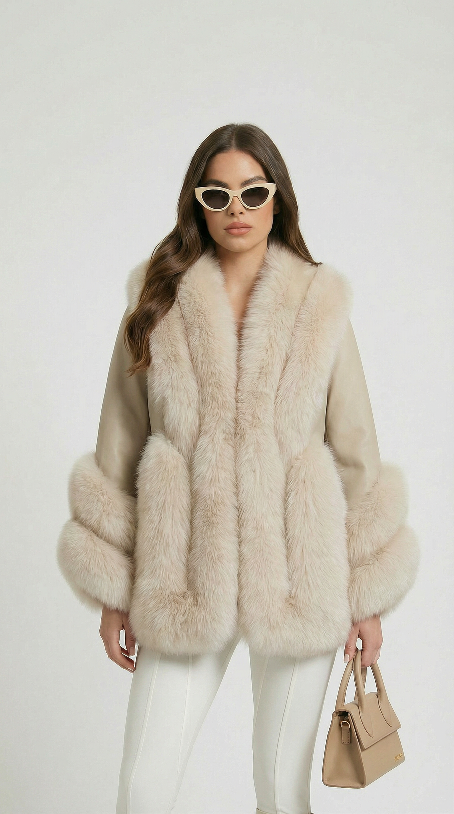 Esker – Fox Fur and Sheepskin Classic Coat Ivory