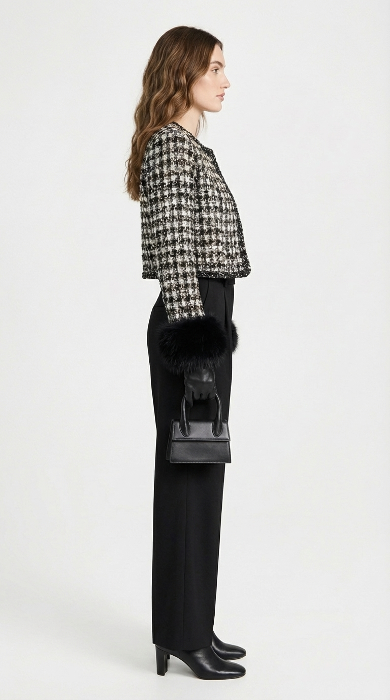 Criss - Chic Cotton Padded Blazer with Vegan Fur Cuff