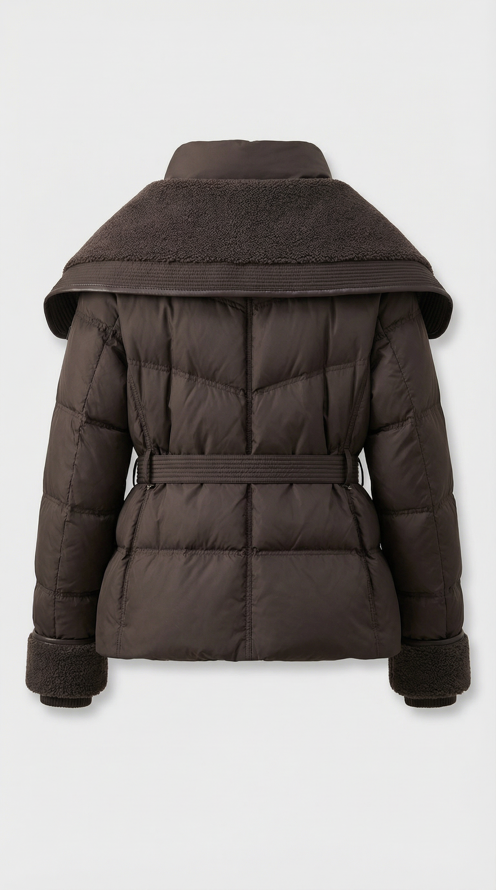 Kryos – Chic Down Jacket with Large Collar Brown