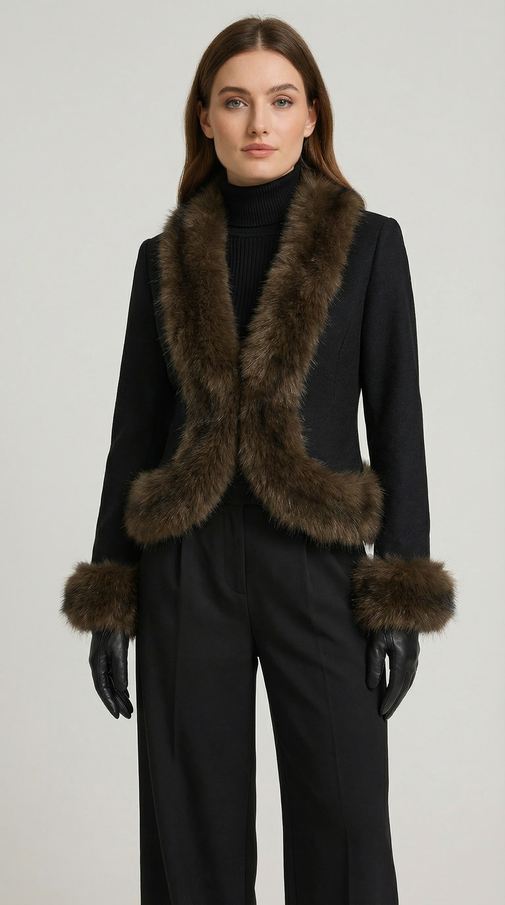 Noctis - Vegan Fur Collar Short Coat