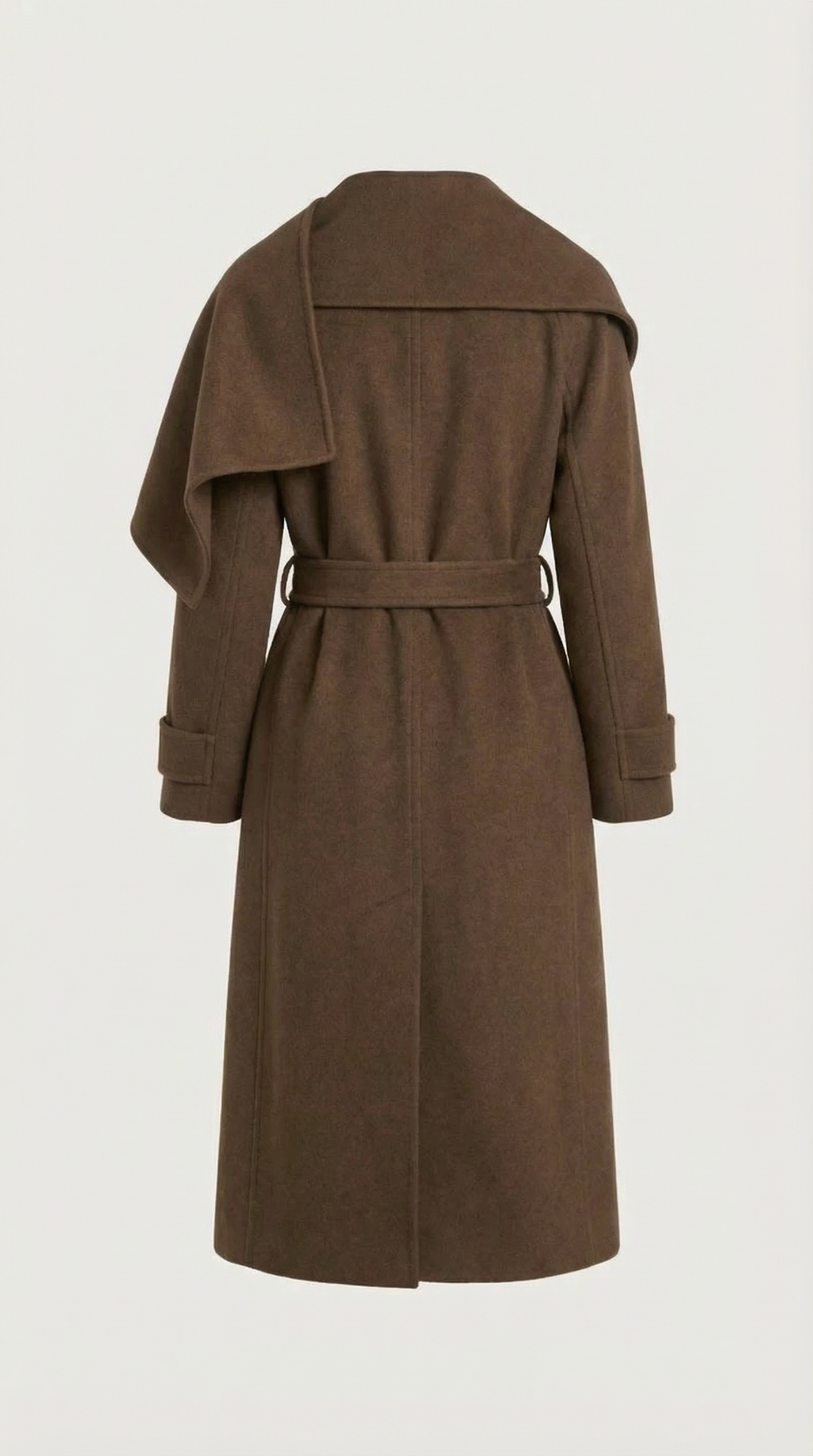 Aurelia - Natural Double Sided Wool Jacket with Soft Scarf Brown