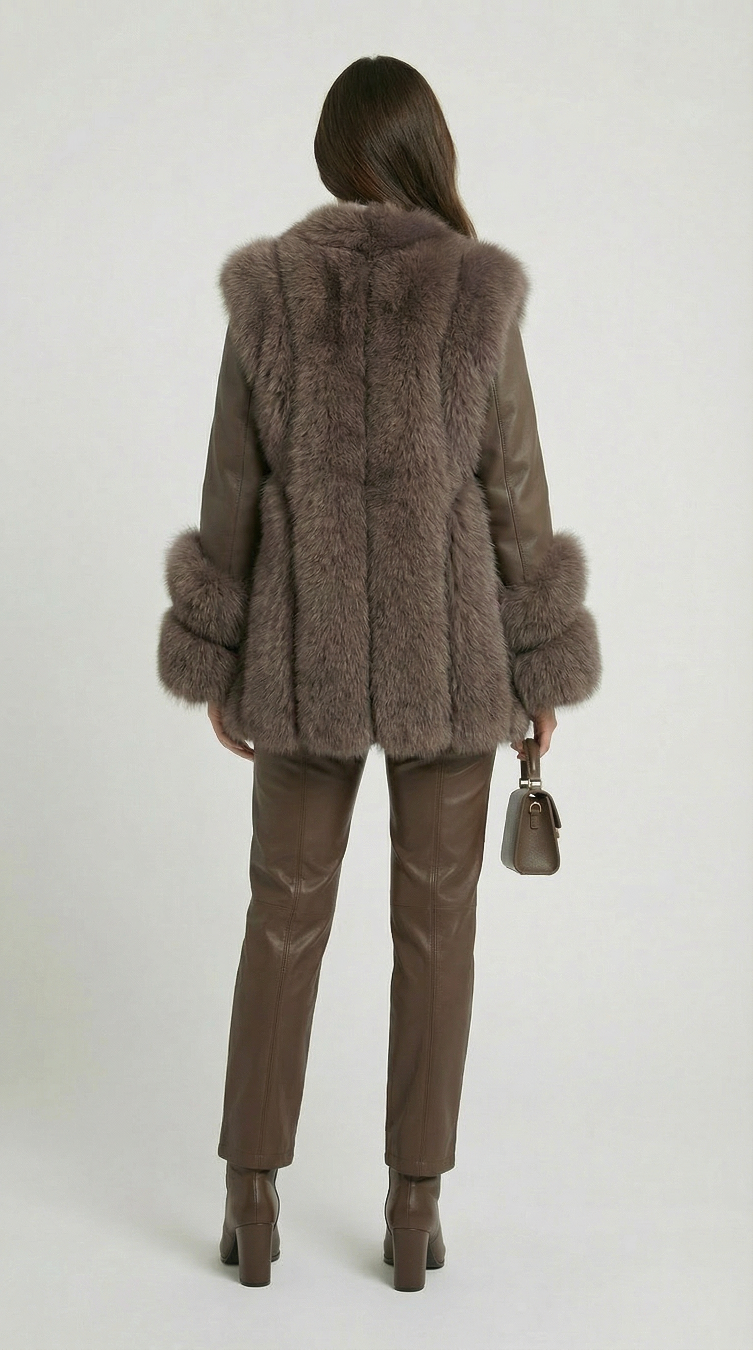 Esker – Fox Fur and Sheepskin Classic Coat Brown
