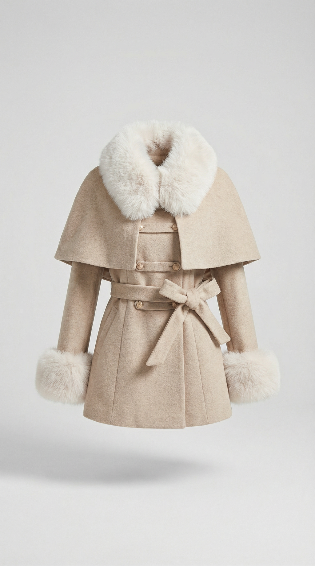 Lunor - European Classic Wool Coat with Furry Collar and Sleeve