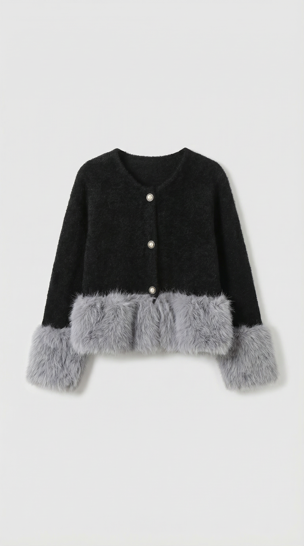 Eira - Elegant Knitted Cardigan with Furry Long Sleeve