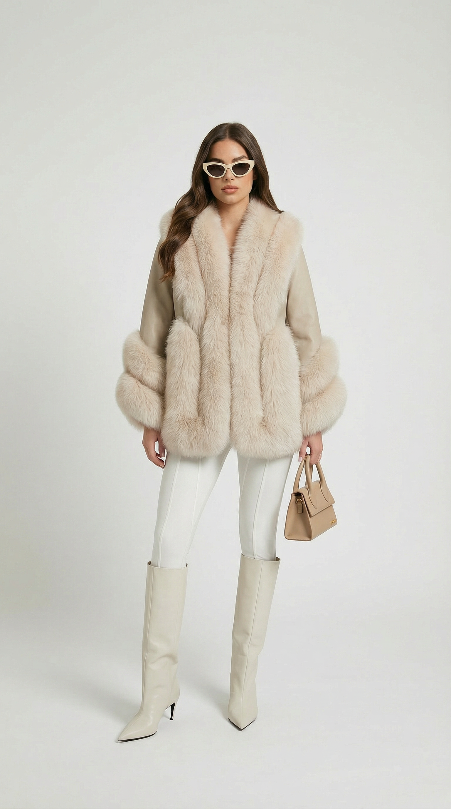Esker – Fox Fur and Sheepskin Classic Coat Ivory