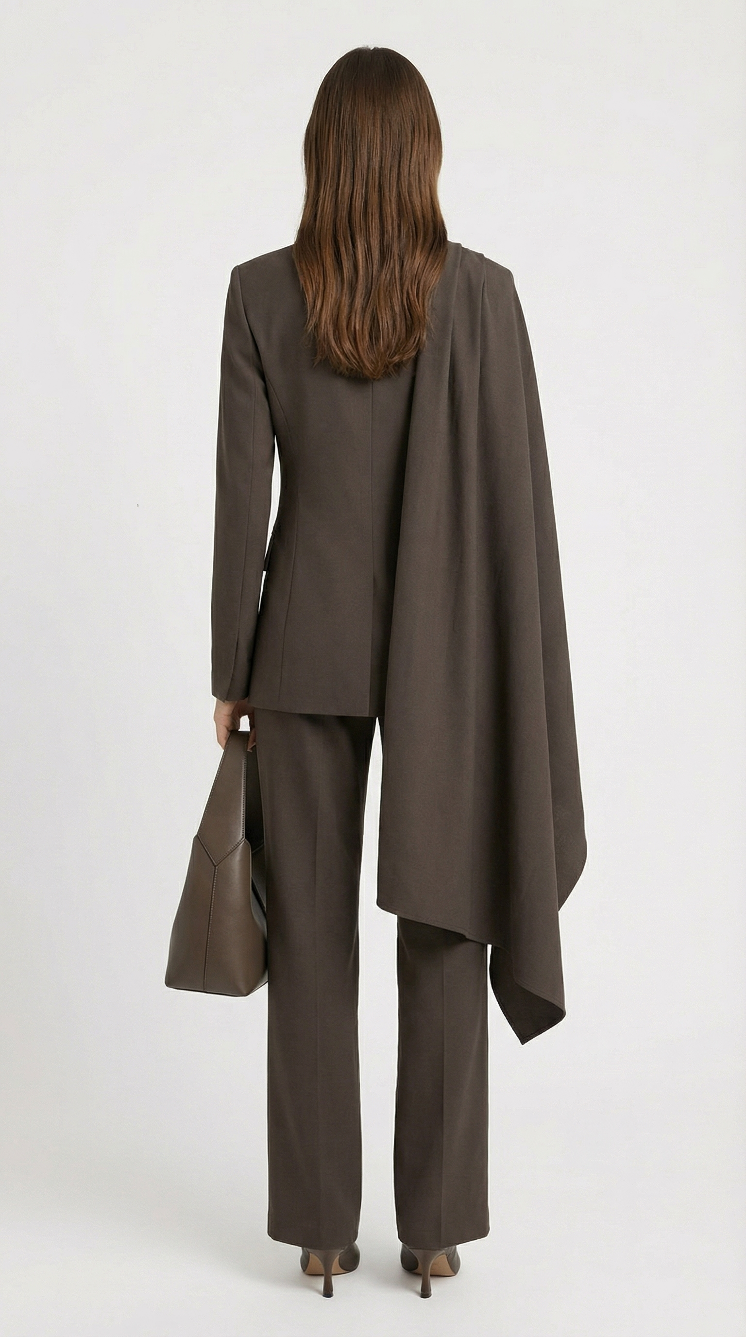 Glacielle - Fusion Blazer Coat with Irregular Scarf