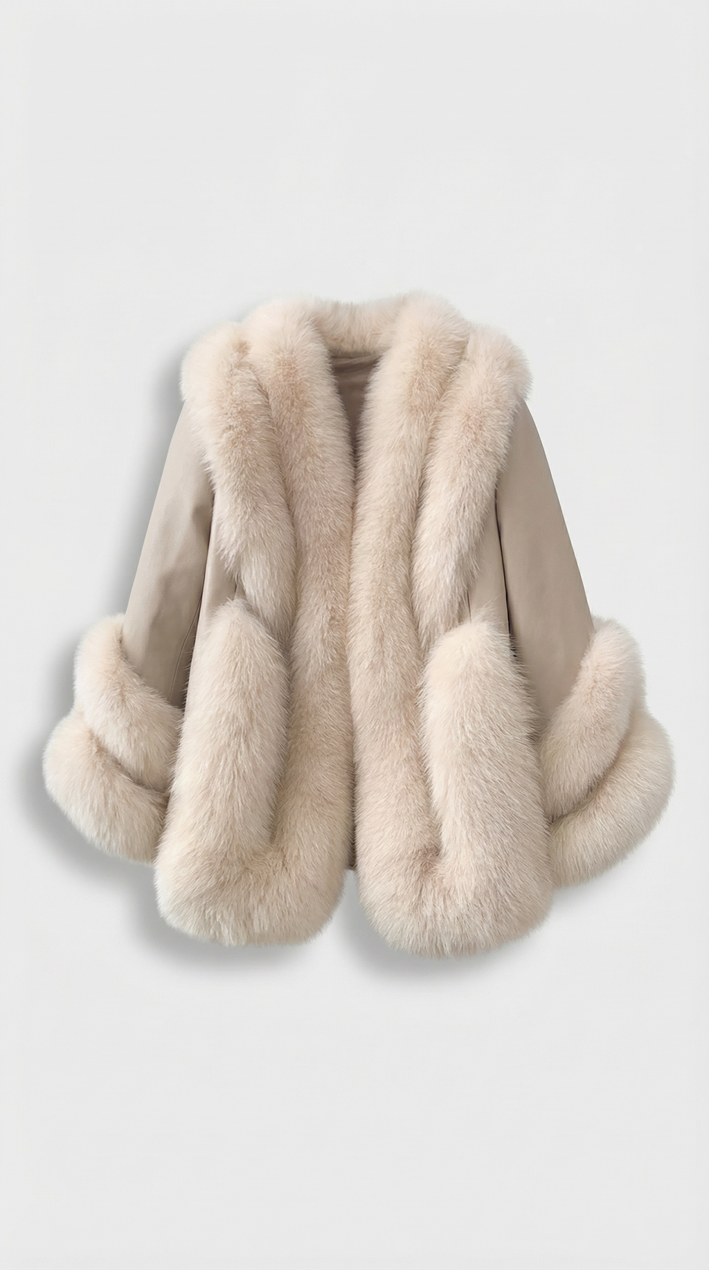 Esker – Fox Fur and Sheepskin Classic Coat Ivory