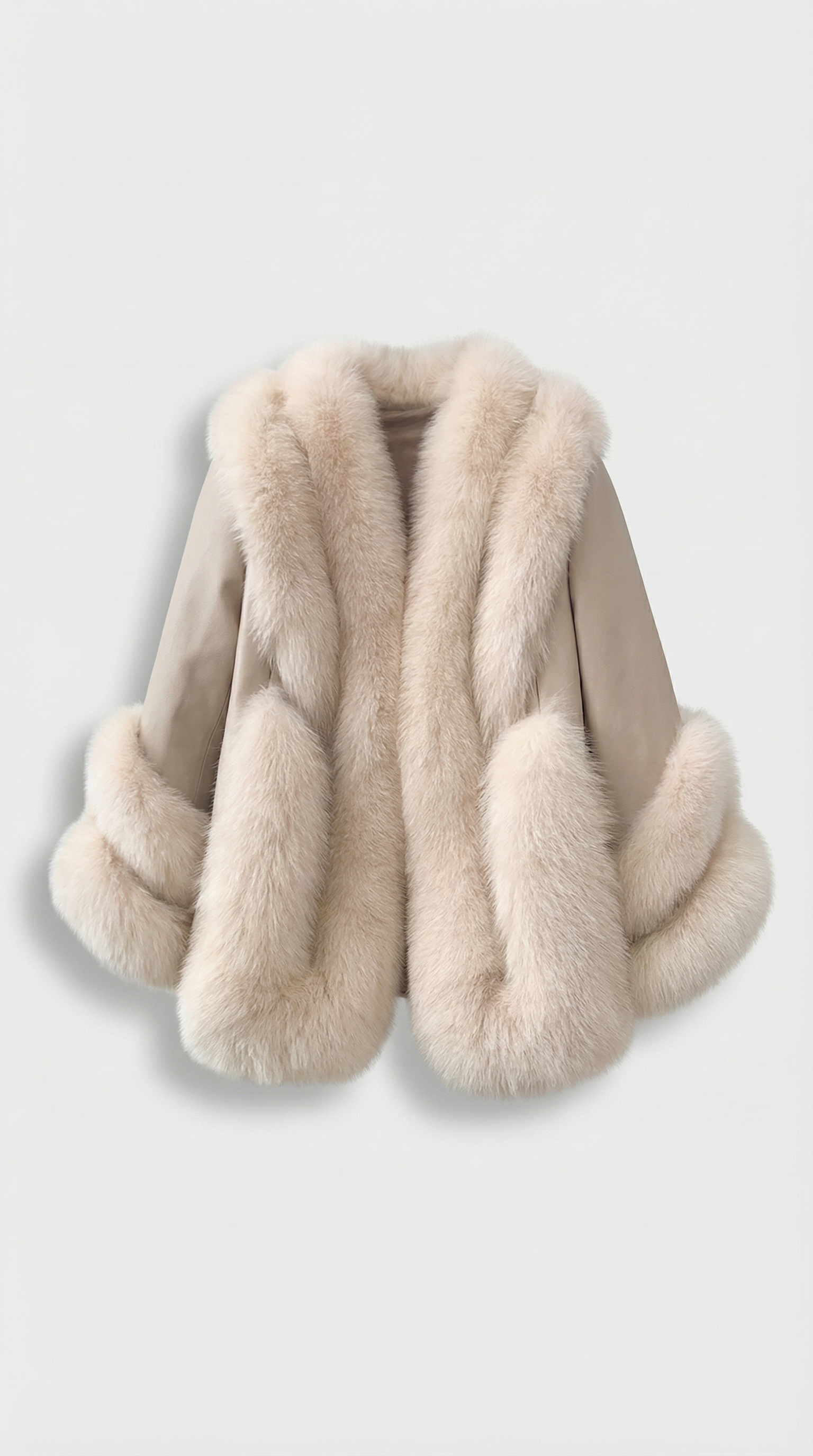 Esker – Fox Fur and Sheepskin Classic Coat Ivory