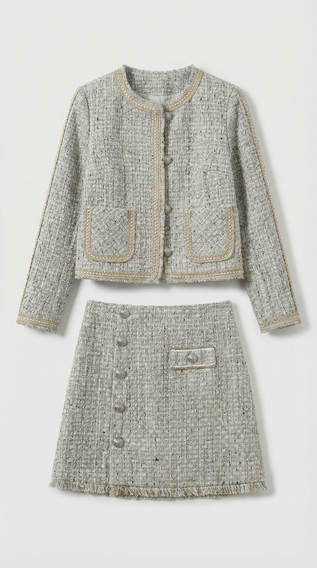 Ivoir - French Inspired Tweed Skirt and Blazer Set