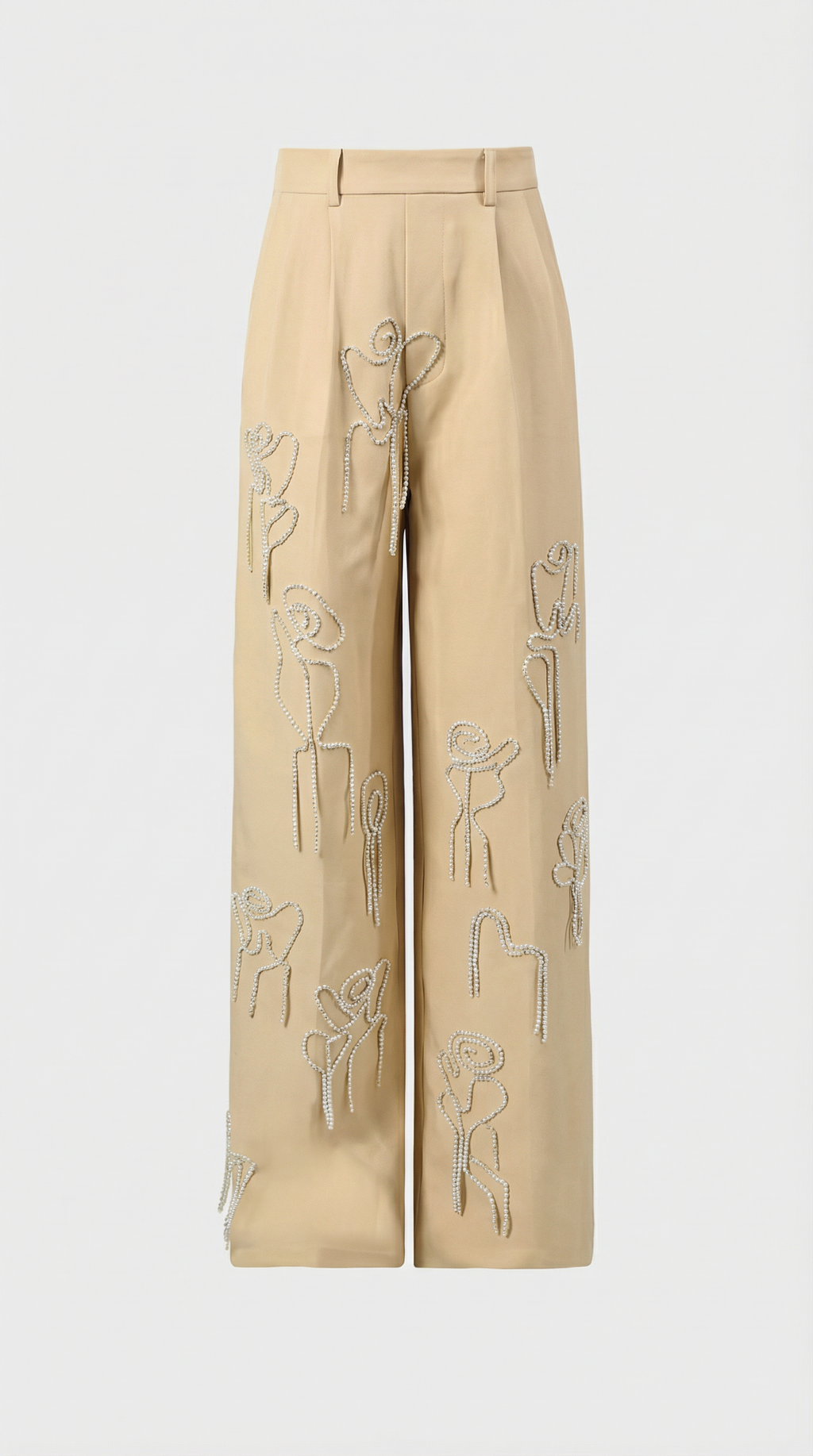 Aura - Embroidered Set with Cropped Jacket + High-Waist Trouser