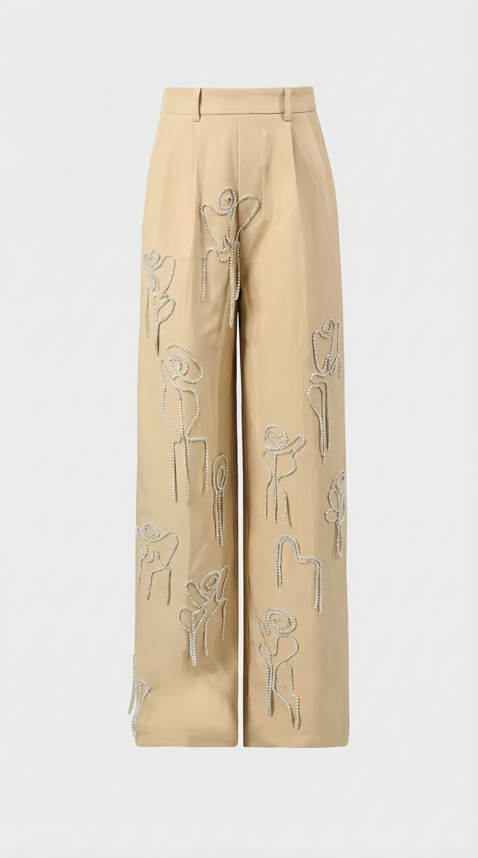 Aura - Embroidered Set with Cropped Jacket + High-Waist Trouser