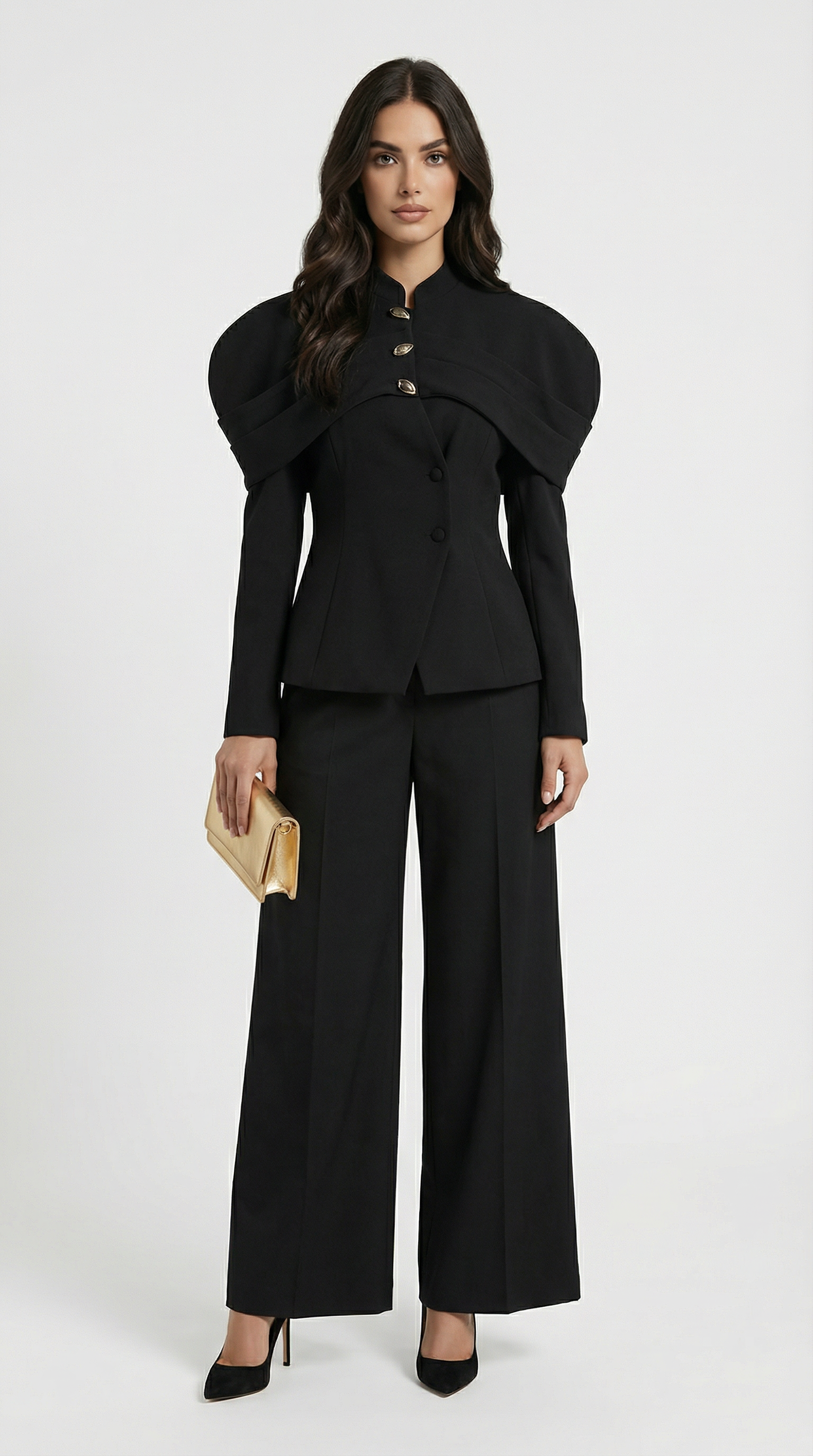 Obsidian - Gold Buttons Elegant Blazer Jacket