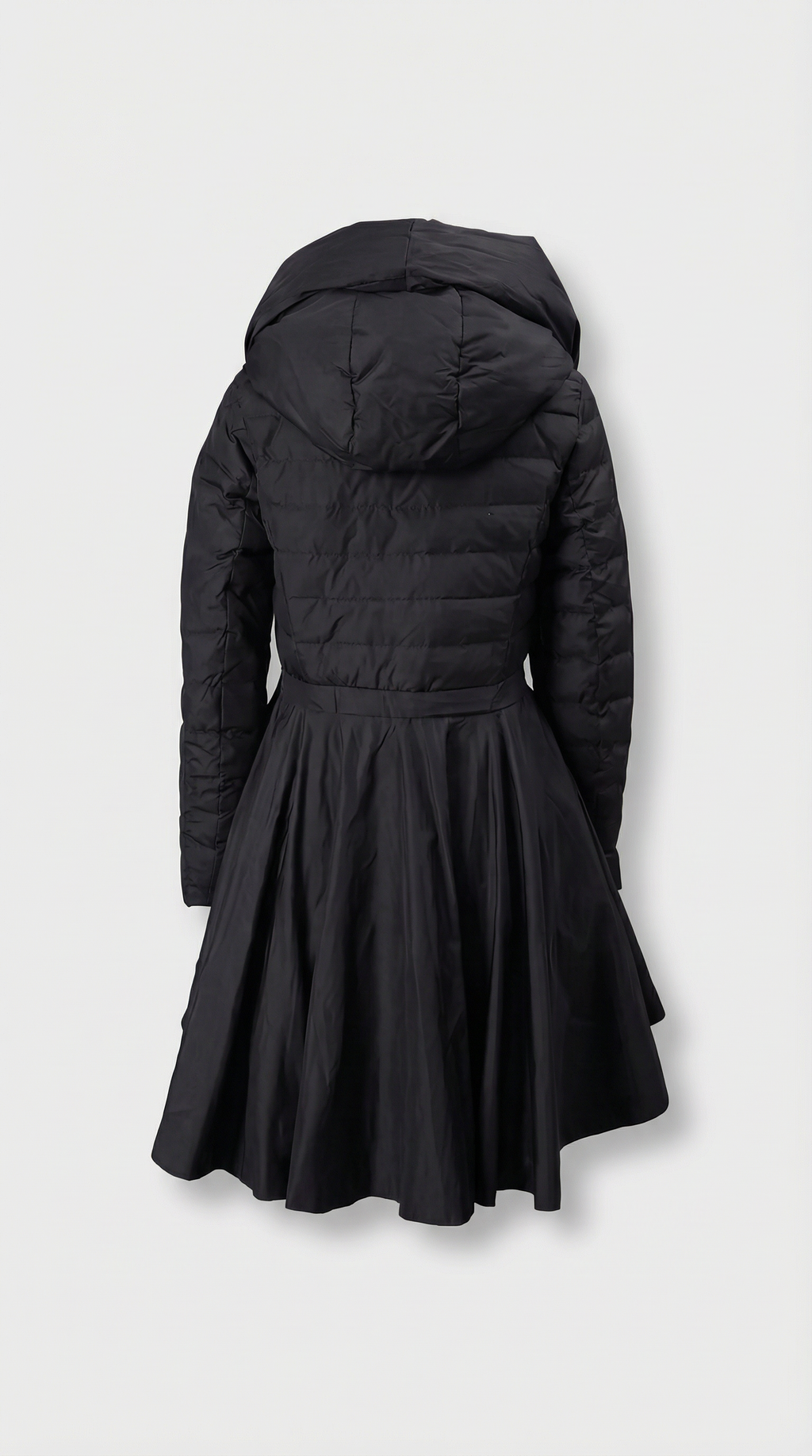Oryss -  Flare Down Coat with Cinched Waist and Sweeping Flared Hem